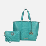 Beryl Embossed Tote Bag And Wristlet Set