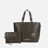 Beryl Embossed Tote Bag And Wristlet Set