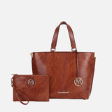 Beryl Embossed Tote Bag And Wristlet Set