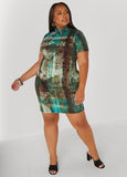 Plus Size Printed Bodycon Dress