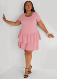 Plus Size Textured Tiered Dress