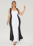 Two Tone Mermaid Maxi Dress