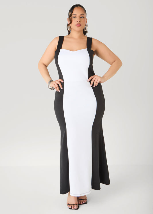 Two Tone Mermaid Maxi Dress