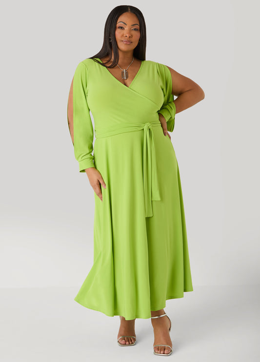 Split Sleeved A Line Maxi Dress