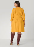A Line Pleated Crepe Dress