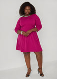 Pleated Crepe A Line Dress