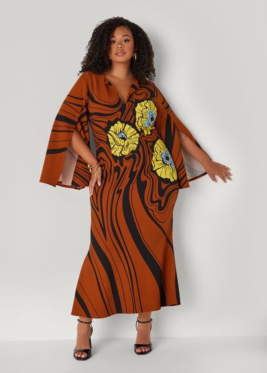 Drama Sleeved Floral Maxi Dress