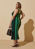 Striped Split Midaxi Dress