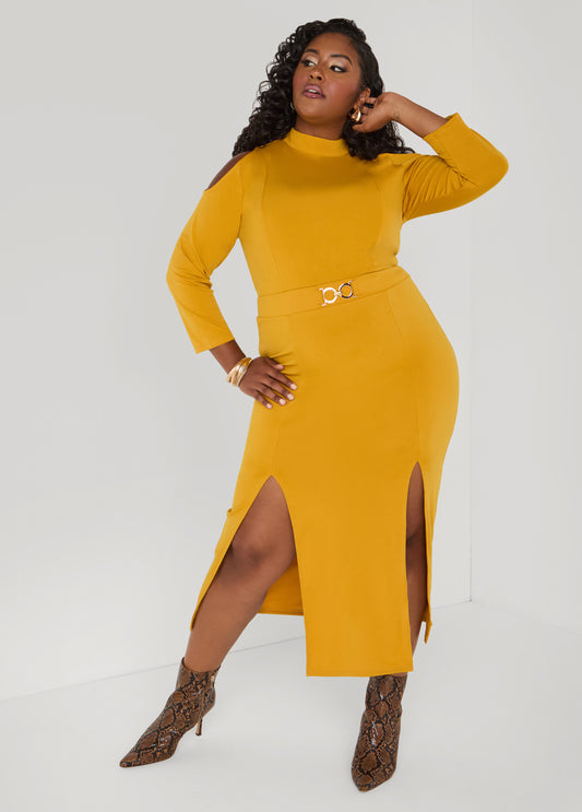 Plus Size Cold Shoulder Maxi Dress