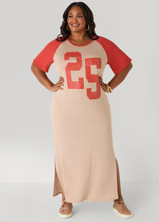 Plus Size Jersey Two Tone Maxi Dress