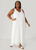 Plus Size Pompom Gauze Maxi Dress