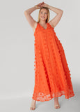 Pompom Gauze Maxi Dress