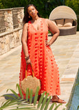 Pompom Gauze Maxi Dress