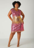 Ombre Sequin Shift Dress