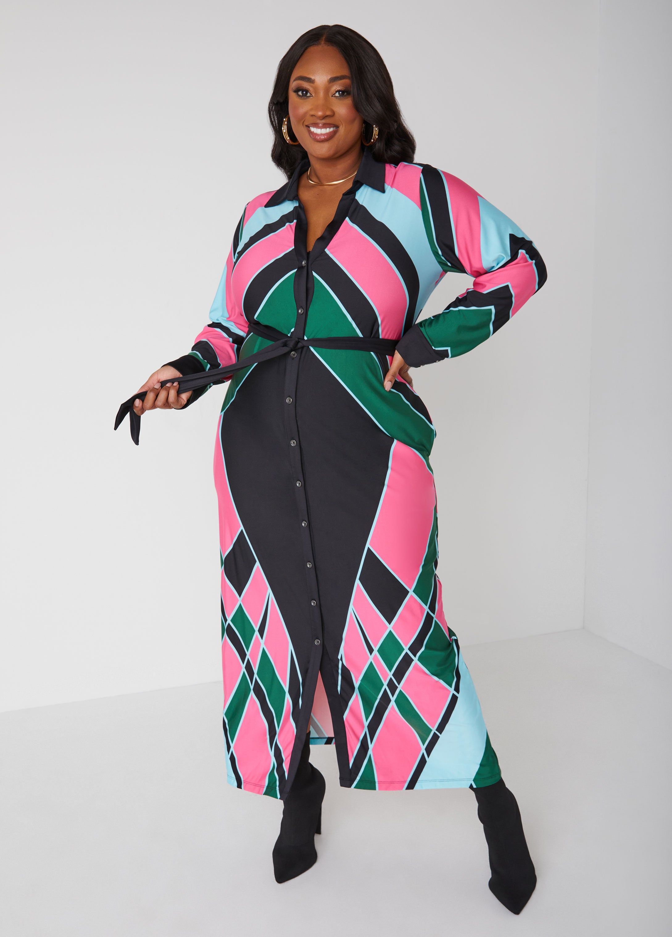 Plus Size Colorblock Maxi Dress Plus Size Shirt Dress Plus Size 