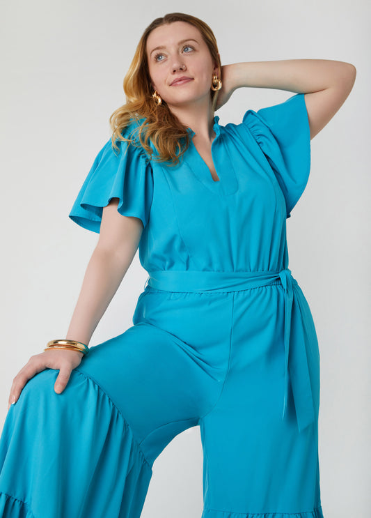 Ruffled Wide Leg Jumpsuit