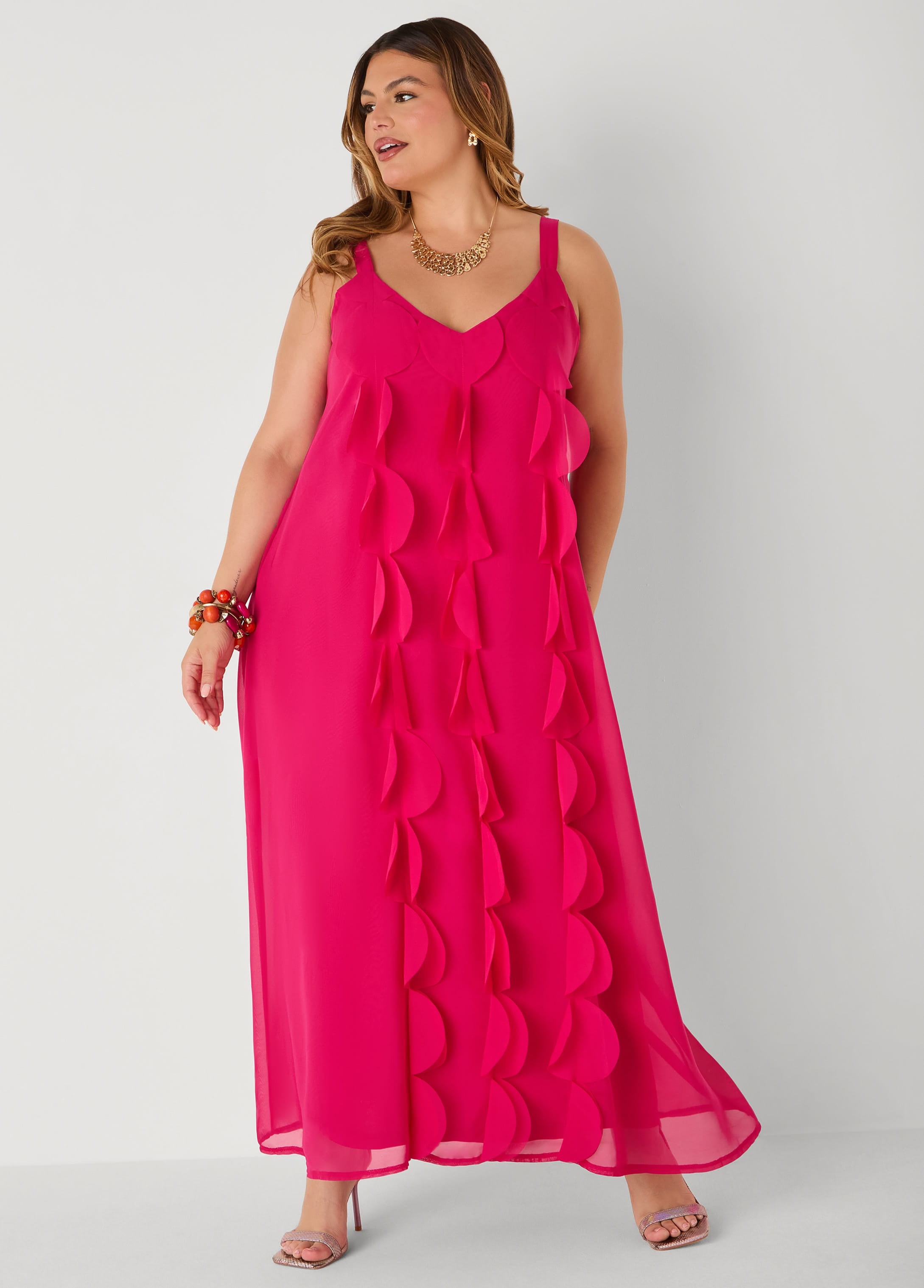 Plus Size Applique Embellished Maxi Dress, Beetroot Purple, 10/12