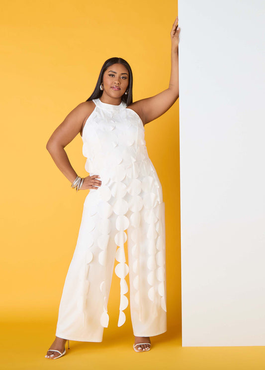 Plus Size White Wide Leg Jumpsuit Party Strapless One Piece Jumpsuit