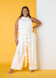 Plus Size White Wide Leg Jumpsuit Party Strapless One Piece Jumpsuit