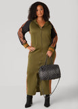 Striped Two Tone Maxi Hoodie Dress