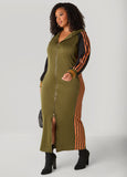 Striped Two Tone Maxi Hoodie Dress