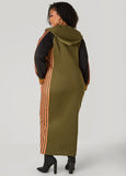 Striped Two Tone Maxi Hoodie Dress