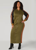 Plus Size Striped Two Tone Maxi Hoodie Dress