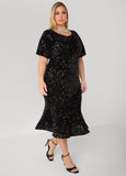 Flounced Sequin Velvet Dress