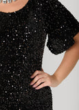 Flounced Sequin Velvet Dress