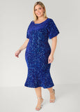 Flounced Sequin Velvet Dress