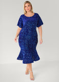 Flounced Sequin Velvet Dress