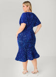 Flounced Sequin Velvet Dress
