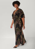 Flounced Sequined Velvet Gown