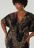 Flounced Sequined Velvet Gown