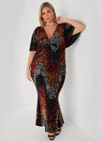 Flounced Sequined Velvet Gown