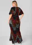 Flounced Sequined Velvet Gown