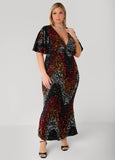 Plus Size Flounced Sequined Velvet Gown