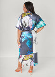 Gathered Abstract Print Shirtdress