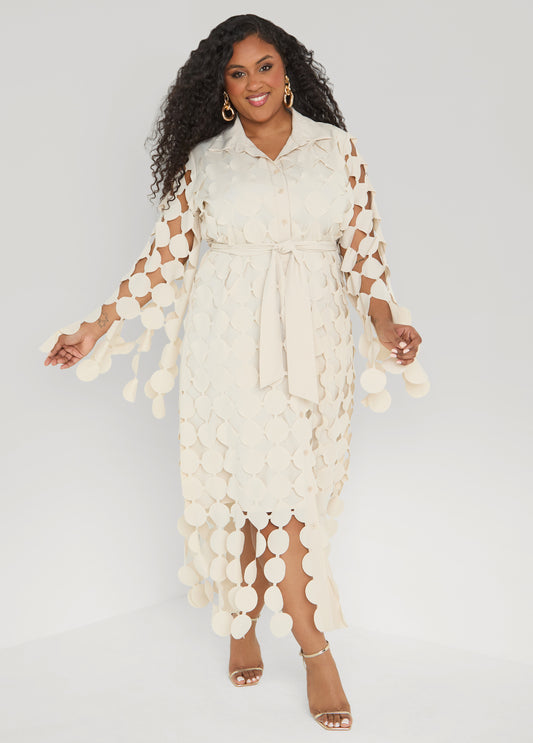 Cutout Fringed Midi Shirtdress