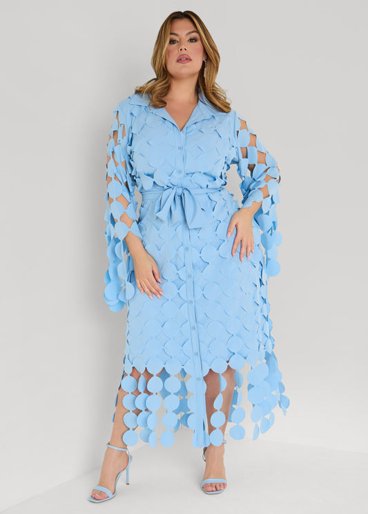 Cutout Fringed Midi Shirtdress