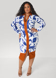 Ruched Leaf Print Bodycon Dress