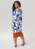 Ruched Leaf Print Bodycon Dress