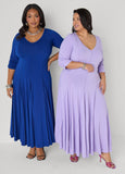 Ruched Sleeve Seamed Maxi Dress