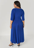Ruched Sleeve Seamed Maxi Dress