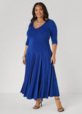 Plus Size seamed maxi dress plus size gathered casual V neck dress