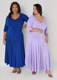 Ruched Sleeve Seamed Maxi Dress