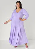 Plus Size seamed maxi dress plus size gathered casual V neck dress