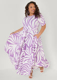 Ruched Leaf Print A Line Dress