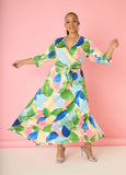 Plus Size Colorful Watercolor Maxi Dress Fit Flare Dress