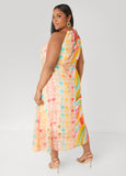 Belted Scarf Print Maxi Dress